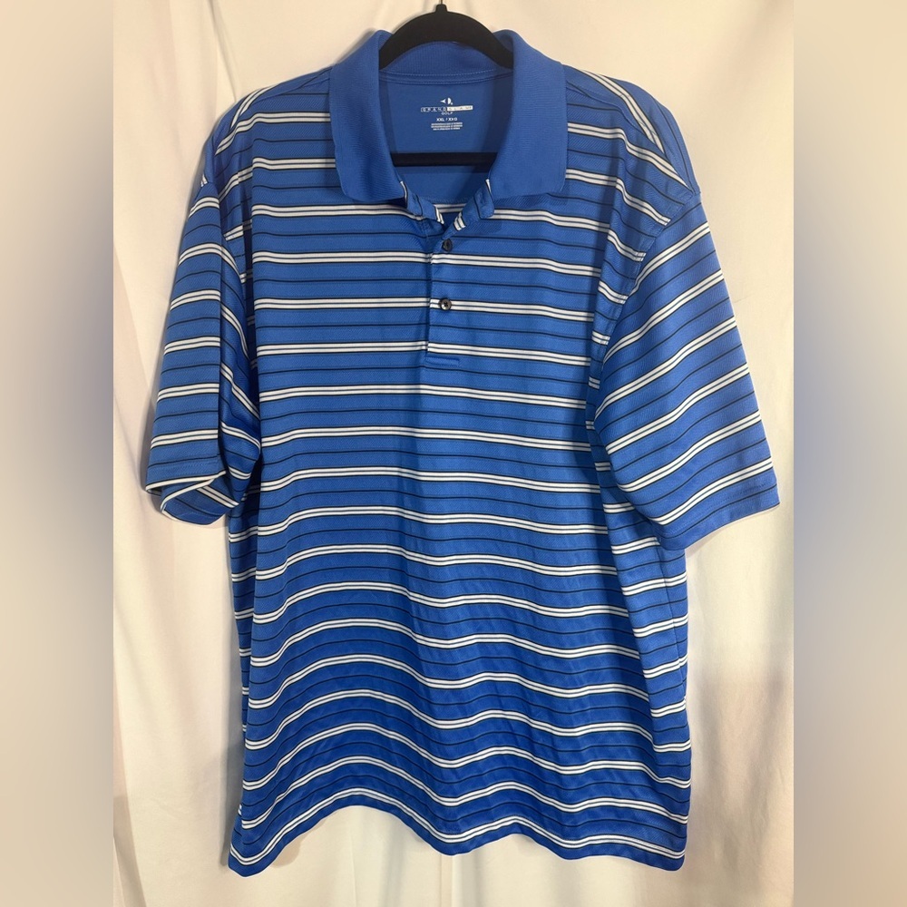 Grand Slam Blue and White Striped Polo Shirt